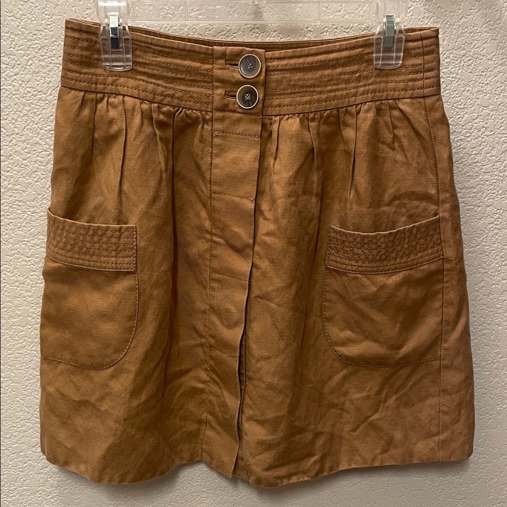 J. Crew Brown Linen Blend Mini Skirt